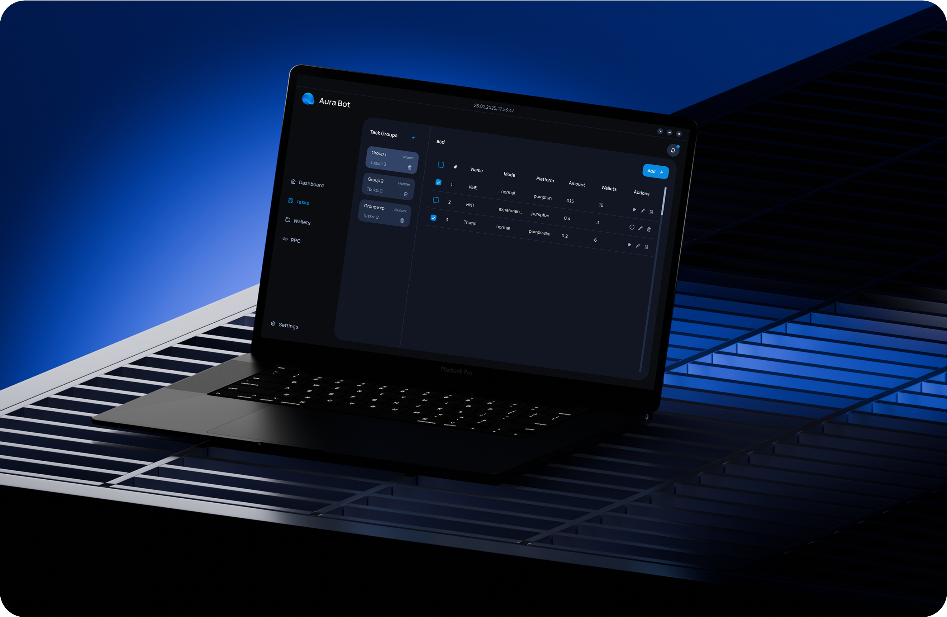 Aura Bot — итоговый экран Settings