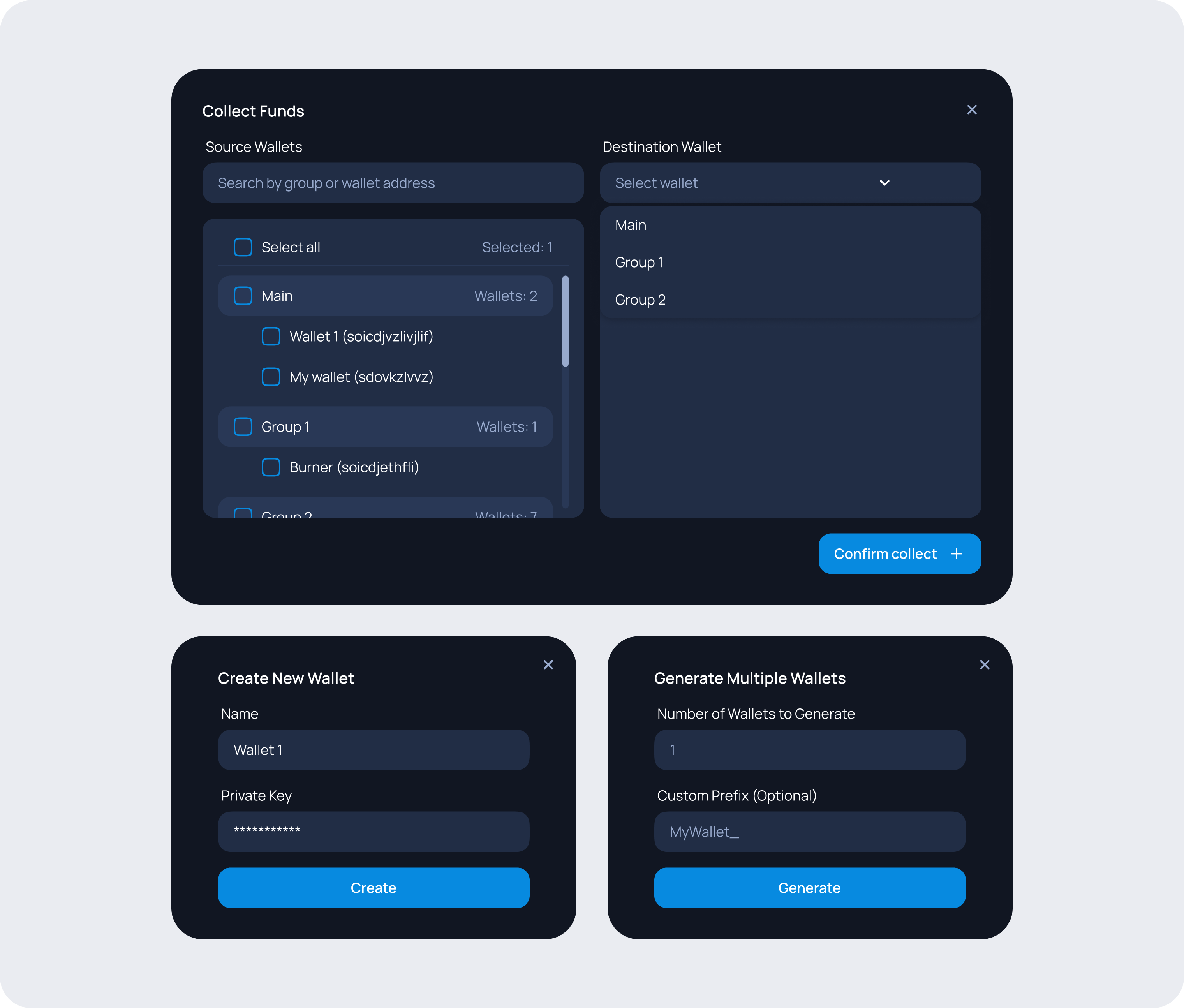 Aura Bot — операции с кошельками